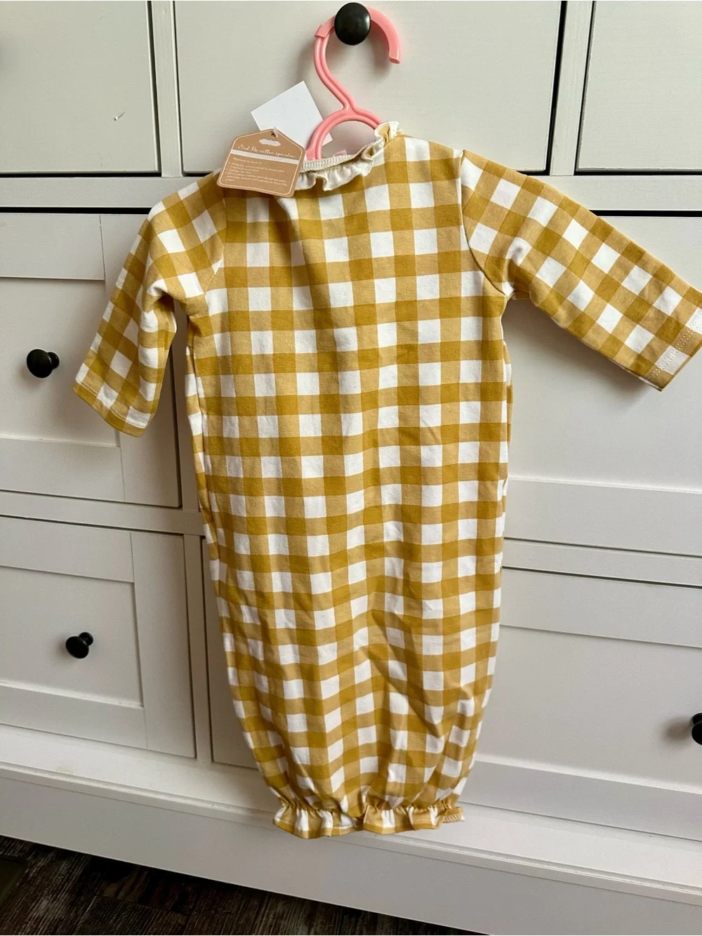 Mudpie - Adorable Mustard Checkered Take Me Home Set - BNWT! - Picture 8 of 8